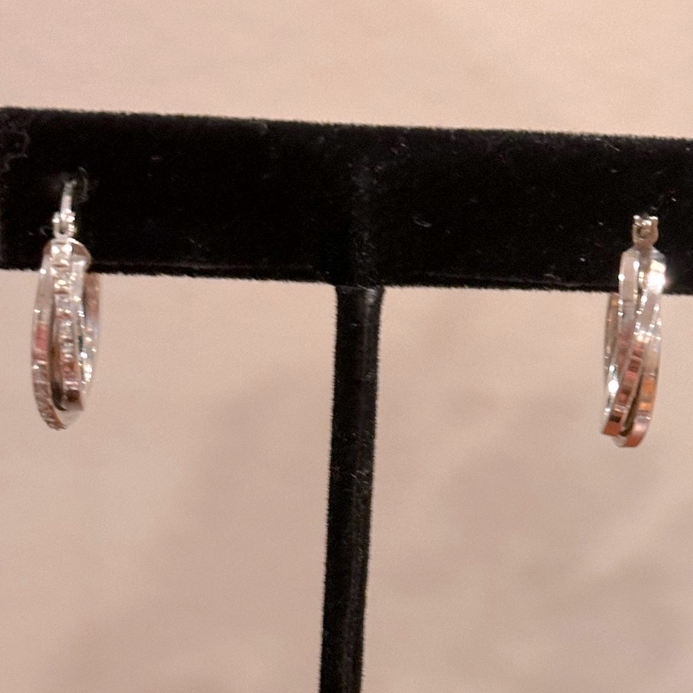 Diamond twist earrings Sterling Silver 
Beautiful
